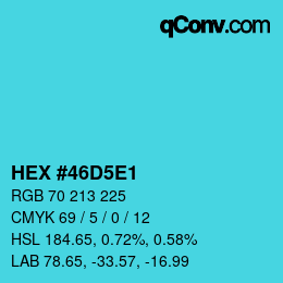 Farbcode: HEX #46D5E1 | qconv.com