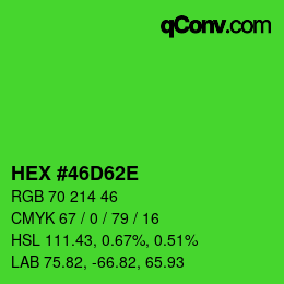 颜色代码: HEX #46D62E | qconv.com