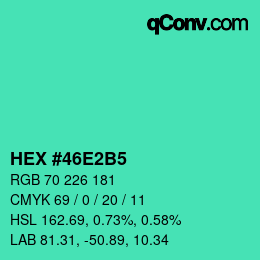 颜色代码: HEX #46E2B5 | qconv.com