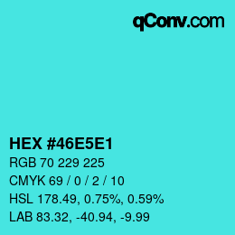 Color code: HEX #46E5E1 | qconv.com