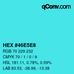 Color code: HEX #46E5E8 | qconv.com