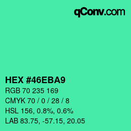 Farbcode: HEX #46EBA9 | qconv.com