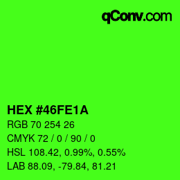 カラーコード: HEX #46FE1A | qconv.com