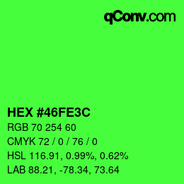 カラーコード: HEX #46FE3C | qconv.com