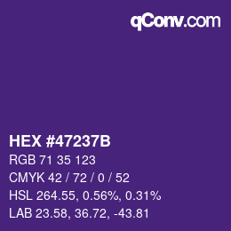 Color code: HEX #47237B | qconv.com