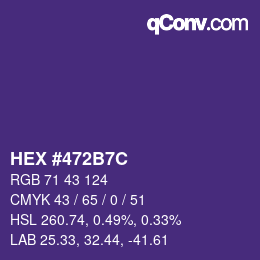 Color code: HEX #472B7C | qconv.com