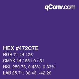 Color code: HEX #472C7E | qconv.com