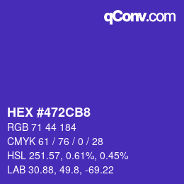 カラーコード: HEX #472CB8 | qconv.com