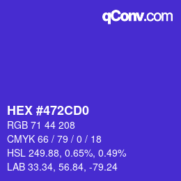 カラーコード: HEX #472CD0 | qconv.com