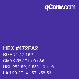 Código de color: HEX #472FA2 | qconv.com