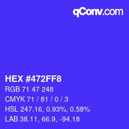Farbcode: HEX #472FF8 | qconv.com