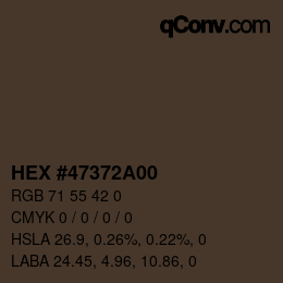 Color code: HEX #47372A00 | qconv.com
