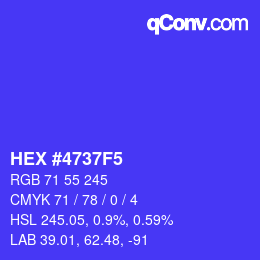 Farbcode: HEX #4737F5 | qconv.com