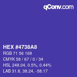 Color code: HEX #4738A8 | qconv.com