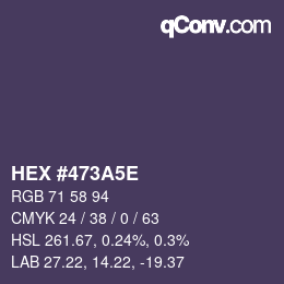 Color code: HEX #473A5E | qconv.com