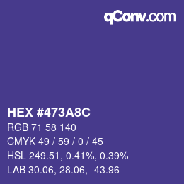 Color code: HEX #473A8C | qconv.com