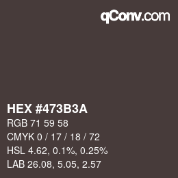 Color code: HEX #473B3A | qconv.com