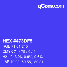 颜色代码: HEX #473DF5 | qconv.com