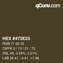 颜色代码: HEX #473E23 | qconv.com