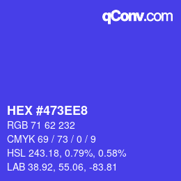 Color code: HEX #473EE8 | qconv.com