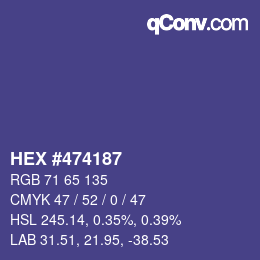 Color code: HEX #474187 | qconv.com