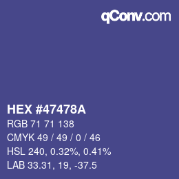 Color code: HEX #47478A | qconv.com