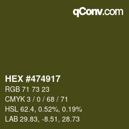 Color code: HEX #474917 | qconv.com