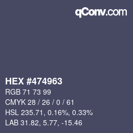 Código de color: HEX #474963 | qconv.com