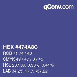 Color code: HEX #474A8C | qconv.com