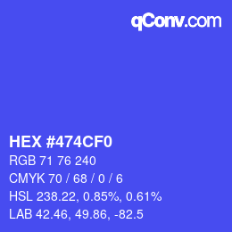 カラーコード: HEX #474CF0 | qconv.com