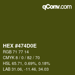 Color code: HEX #474D0E | qconv.com