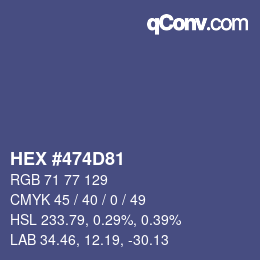 Farbcode: HEX #474D81 | qconv.com