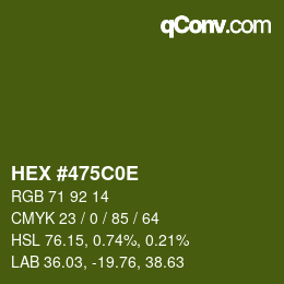 Color code: HEX #475C0E | qconv.com