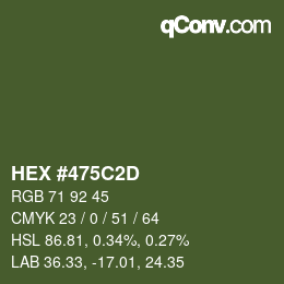 カラーコード: HEX #475C2D | qconv.com