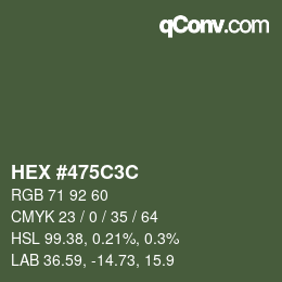 Color code: HEX #475C3C | qconv.com