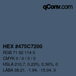 颜色代码: HEX #475C7200 | qconv.com