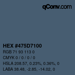 Farbcode: HEX #475D7100 | qconv.com