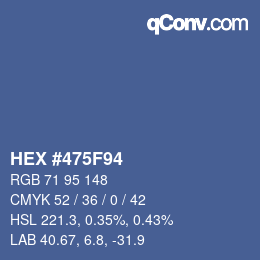 Color code: HEX #475F94 | qconv.com