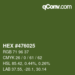 カラーコード: HEX #476025 | qconv.com