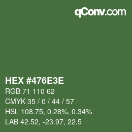 Color code: HEX #476E3E | qconv.com