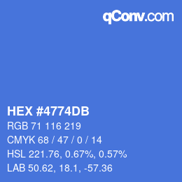 颜色代码: HEX #4774DB | qconv.com