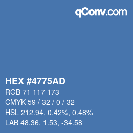 カラーコード: HEX #4775AD | qconv.com