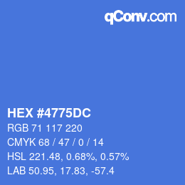 Color code: HEX #4775DC | qconv.com