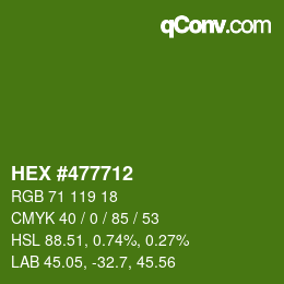 Farbcode: HEX #477712 | qconv.com