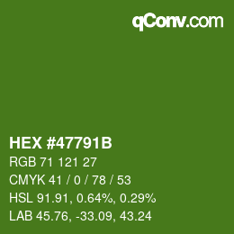Color code: HEX #47791B | qconv.com