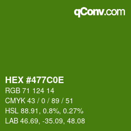Farbcode: HEX #477C0E | qconv.com