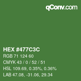 Color code: HEX #477C3C | qconv.com