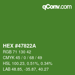 Color code: HEX #47822A | qconv.com