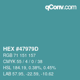 Color code: HEX #47979D | qconv.com