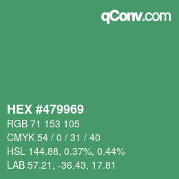 Farbcode: HEX #479969 | qconv.com